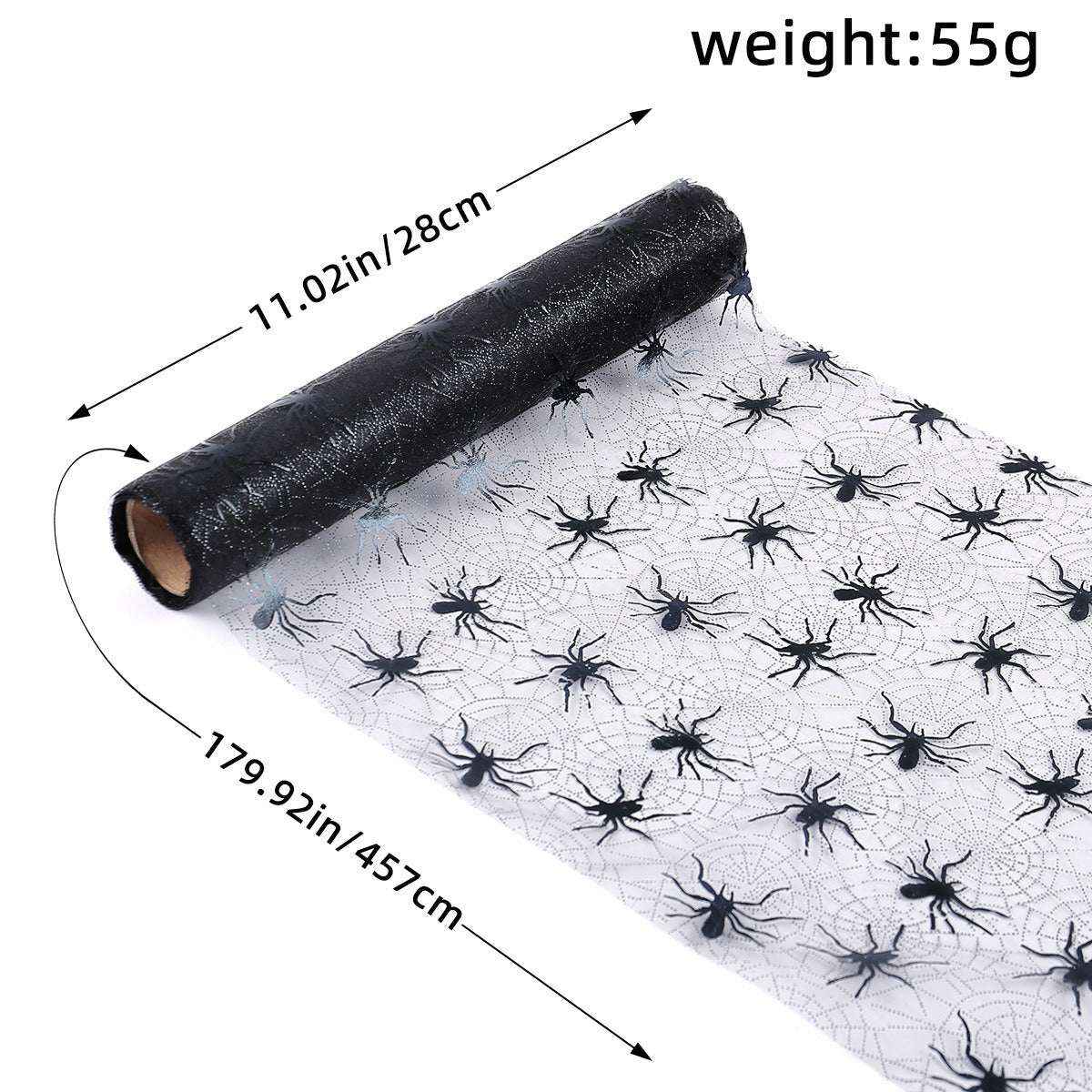 Halloween Bat Spider Web Yarn Roll Meal Mat Ghost Festival Party Table Decoration Mesh Tablecloth Table Banner - Kivora