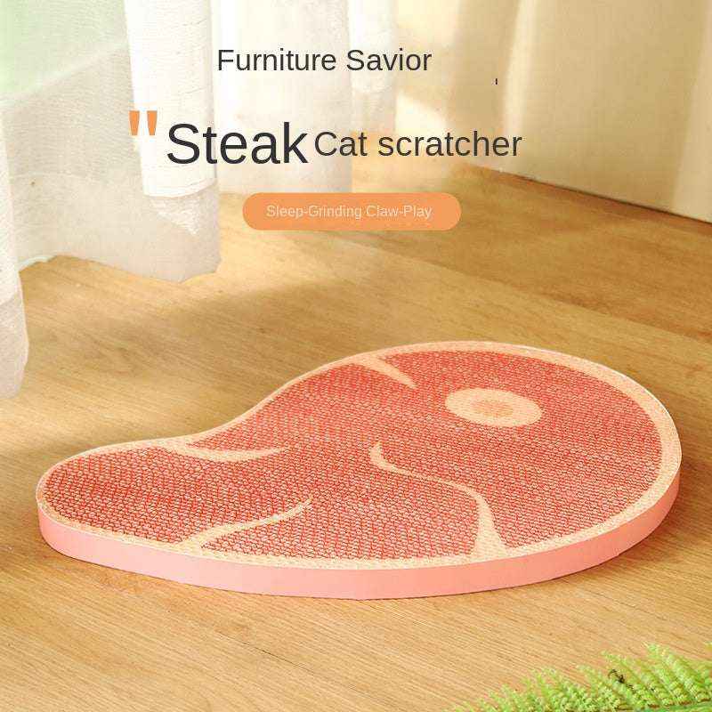 Creative New Design Steak Corrugated Cat Scratcher, Cat Claw Sharpening Rest Toy, Anti-Scratch Wall-Mounted Standing Cat Toy - Kivora