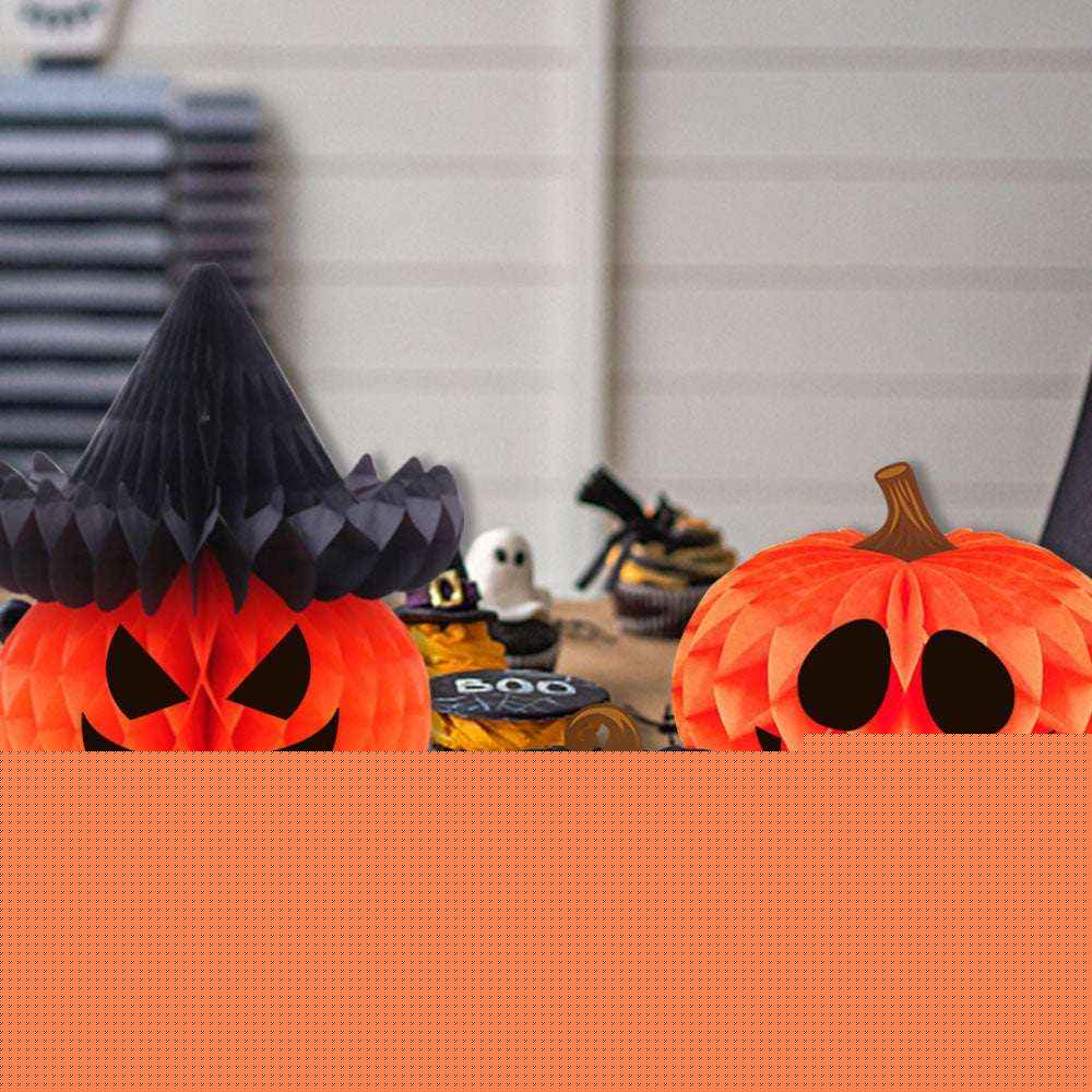 Halloween Honeycomb Ball Hanging Ornaments – 3D Pumpkin & Spider Party Décor - Kivora