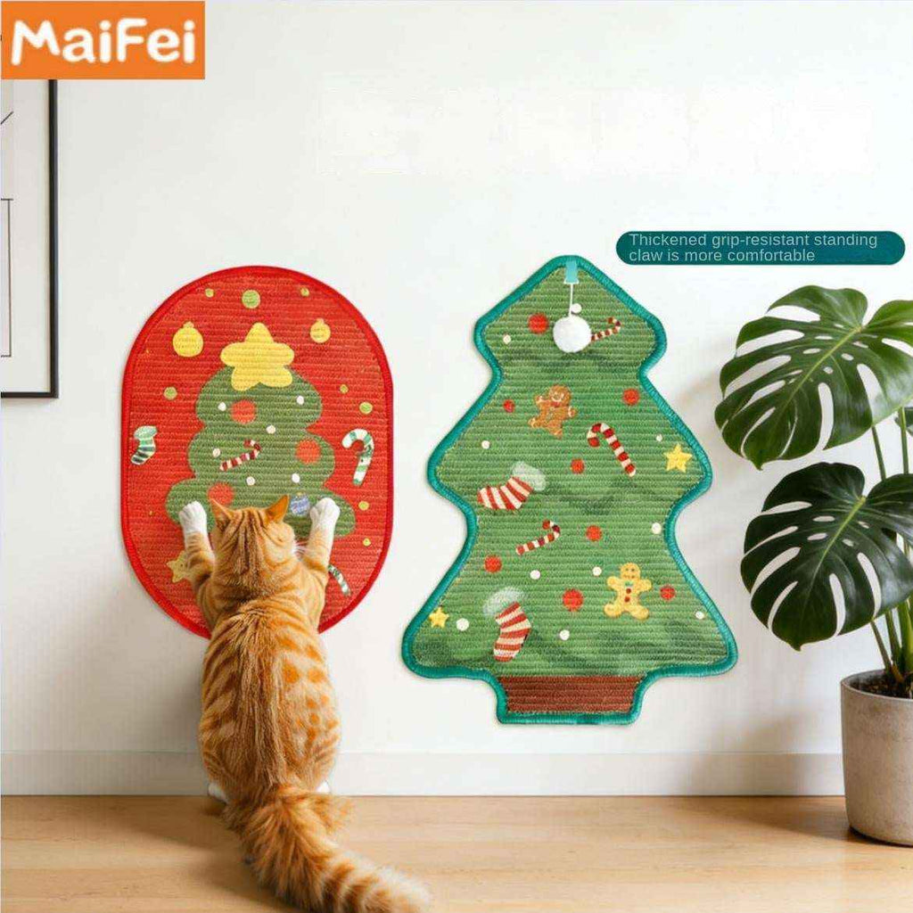 New Halloween Christmas Tree Cartoon Cat Scratcher Durable Non-Shedding Wall-Mounted Cat Claw Sharpening Sisal Scratching Board - Kivora