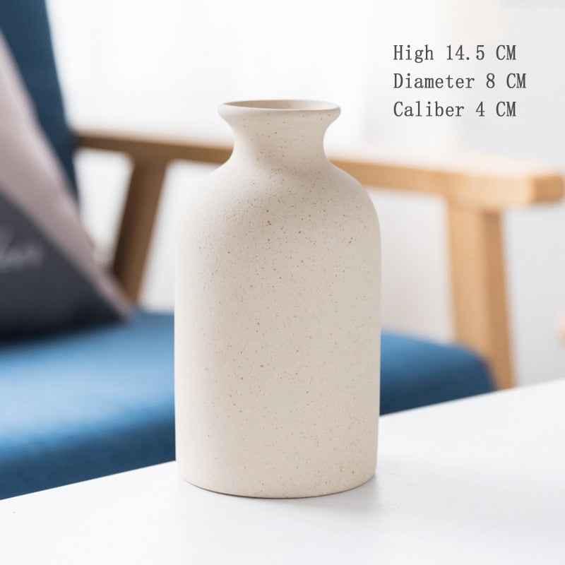 Simple Retro Frosted Ceramic Vase, Coarse Ceramic Round Bottle, Creative Home Decoration, Nordic Pastoral Style Handicrafts - Kivora
