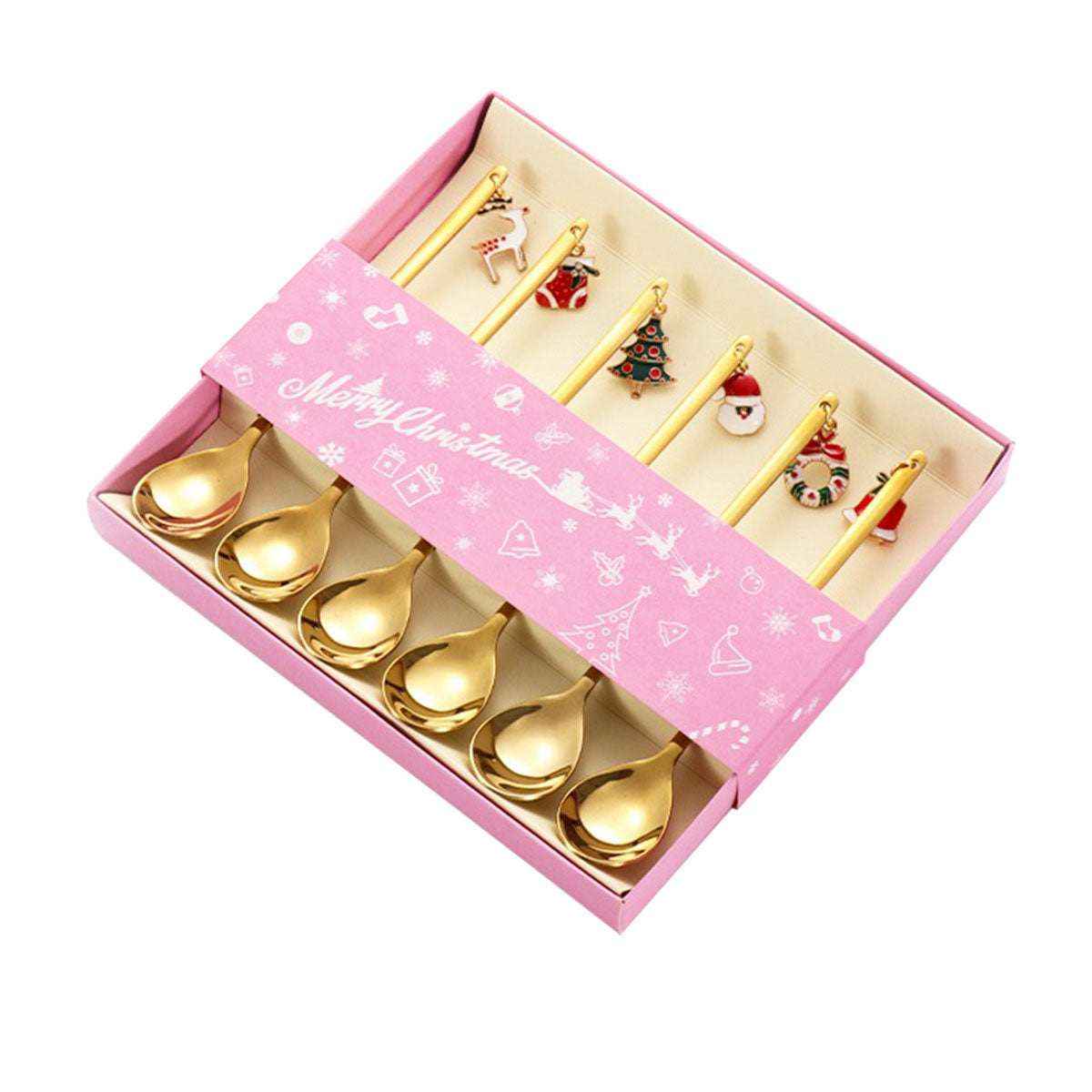 Christmas gift tableware stainless steel coffee spoon dessert spoon fork set - Kivora