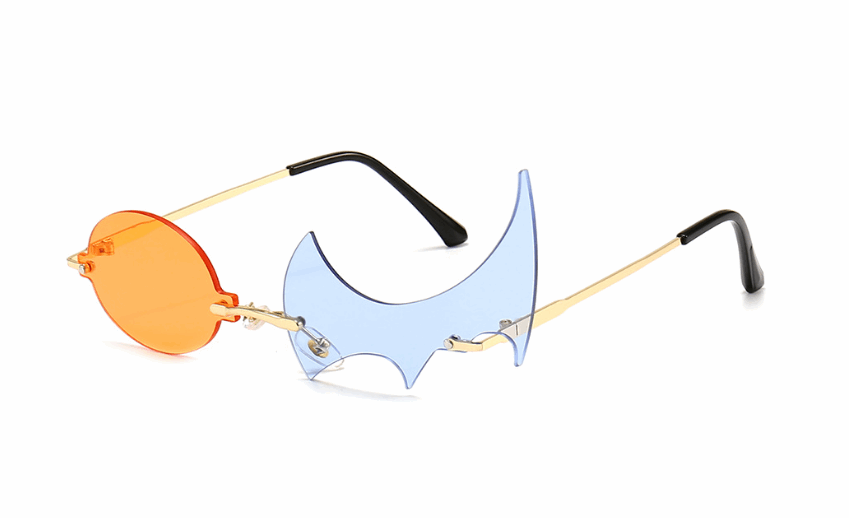 Funny Unique Rimless Round Flame Shape Sunglasses Women Vintage Clear Ocean Lens Eyewear - Kivora
