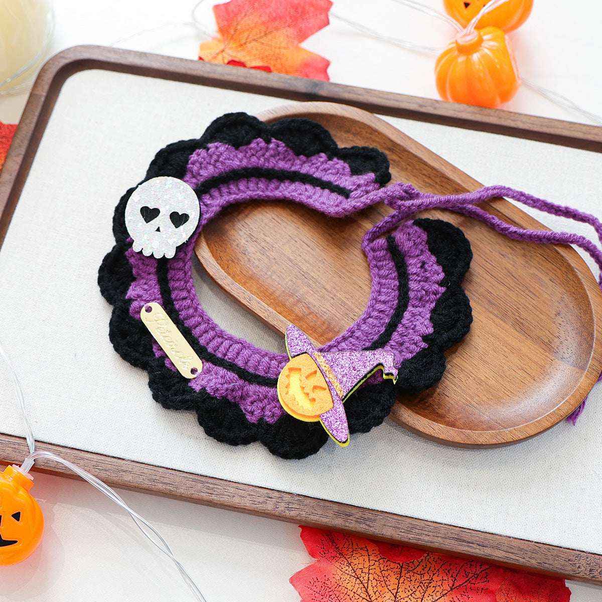 Halloween Pet Bandana Scarf – Cute Cartoon Knit Bib for Cats & Dogs - Kivora