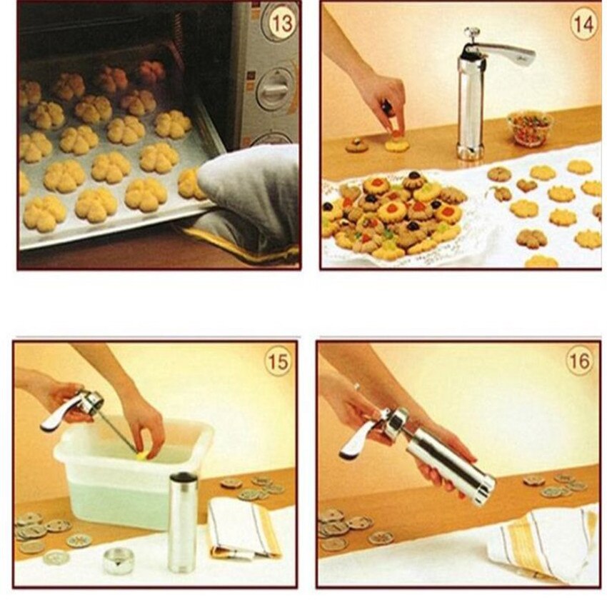 Manual Cookie Press Set with 20 Cookie Molds & 4 Decorating Nozzles