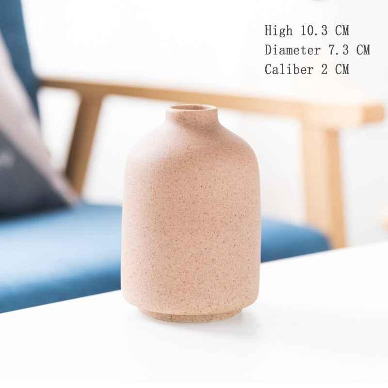Simple Retro Frosted Ceramic Vase, Coarse Ceramic Round Bottle, Creative Home Decoration, Nordic Pastoral Style Handicrafts - Kivora