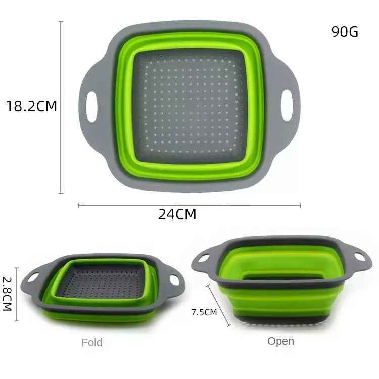 Household kitchen size square filter basket foldable drip washed vegetable storage basket - Kivora