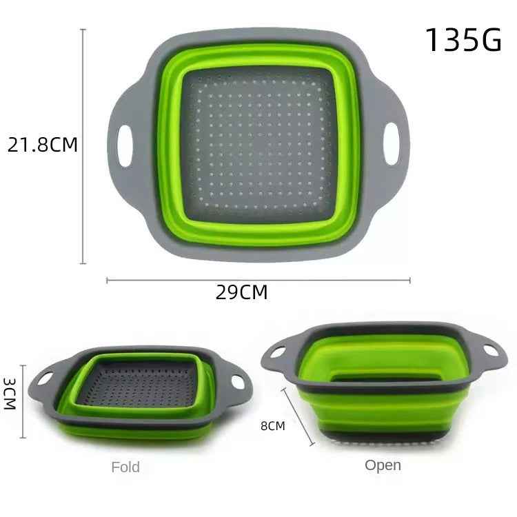 Household kitchen size square filter basket foldable drip washed vegetable storage basket - Kivora