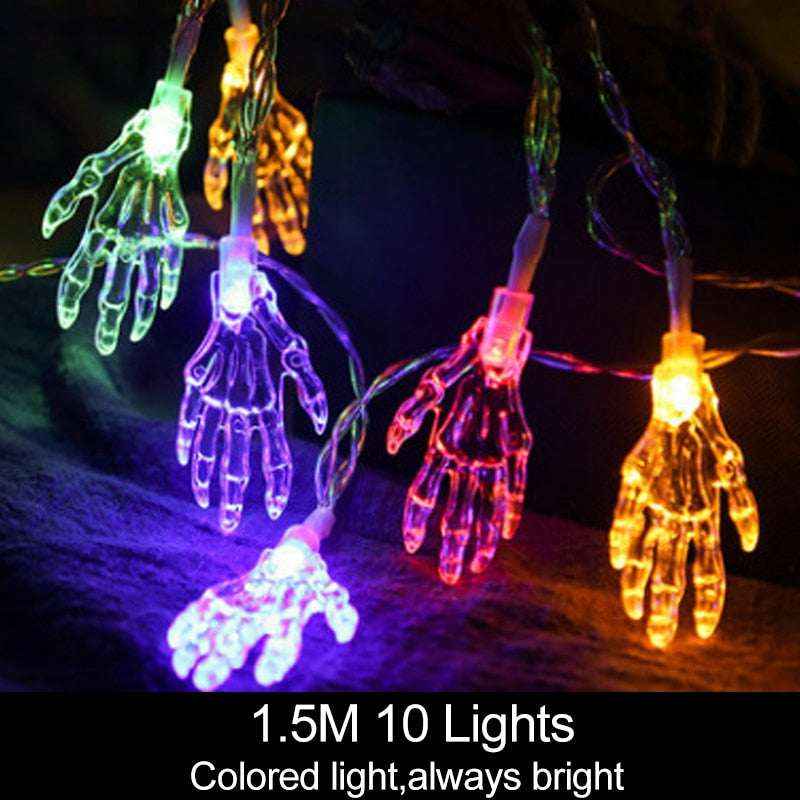 1.5m 10Led Halloween Pumpkin Ghost Skeletons Bat Spider Led Light String Festival Home Bar Party Decor Halloween Ornament - Kivora