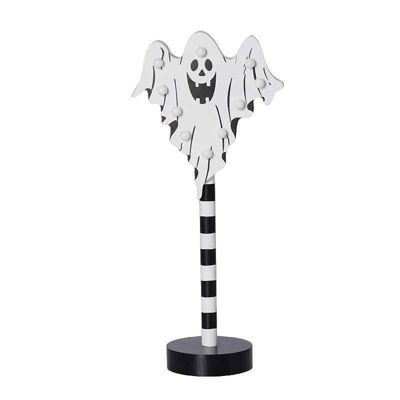 LED Halloween Lights Pumpkin Ghost Skull Wooden Decoration Night Light Atmosphere Light - Kivora