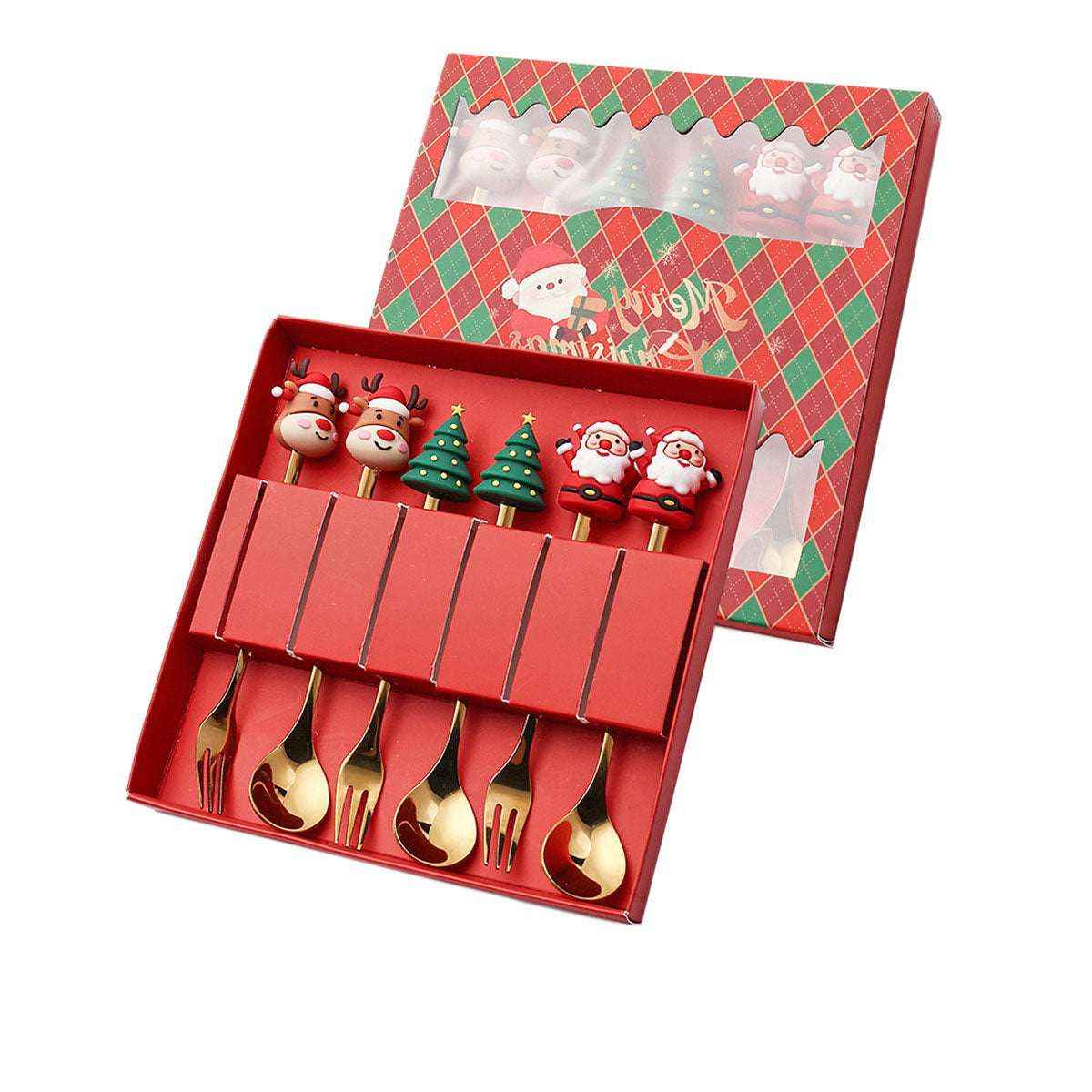 Christmas gift tableware stainless steel coffee spoon dessert spoon fork set - Kivora