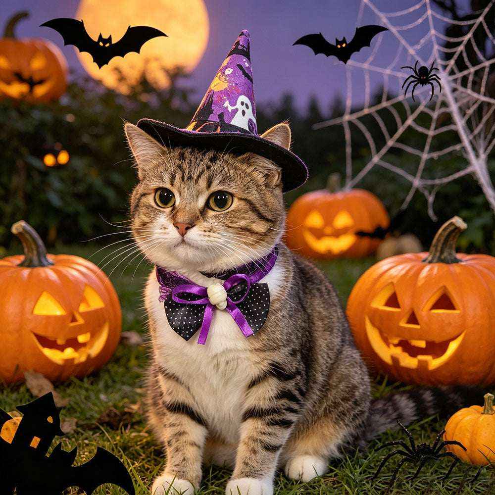 Halloween Pet Bat Wings Costume Set – Hat & Bow Tie for Cats and Dogs - Kivora