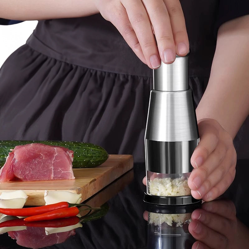 Manual Garlic & Herb Chopper with Stainless Steel Blades