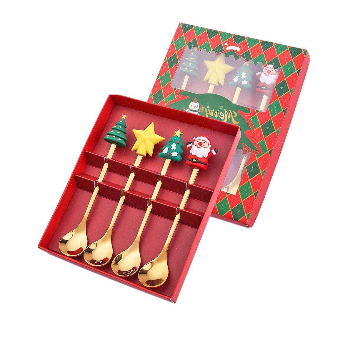 Christmas gift tableware stainless steel coffee spoon dessert spoon fork set - Kivora
