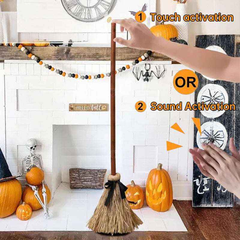 Halloween Floating Witch Broom – Dancing Broom with Spooky Ghost Sound - Kivora