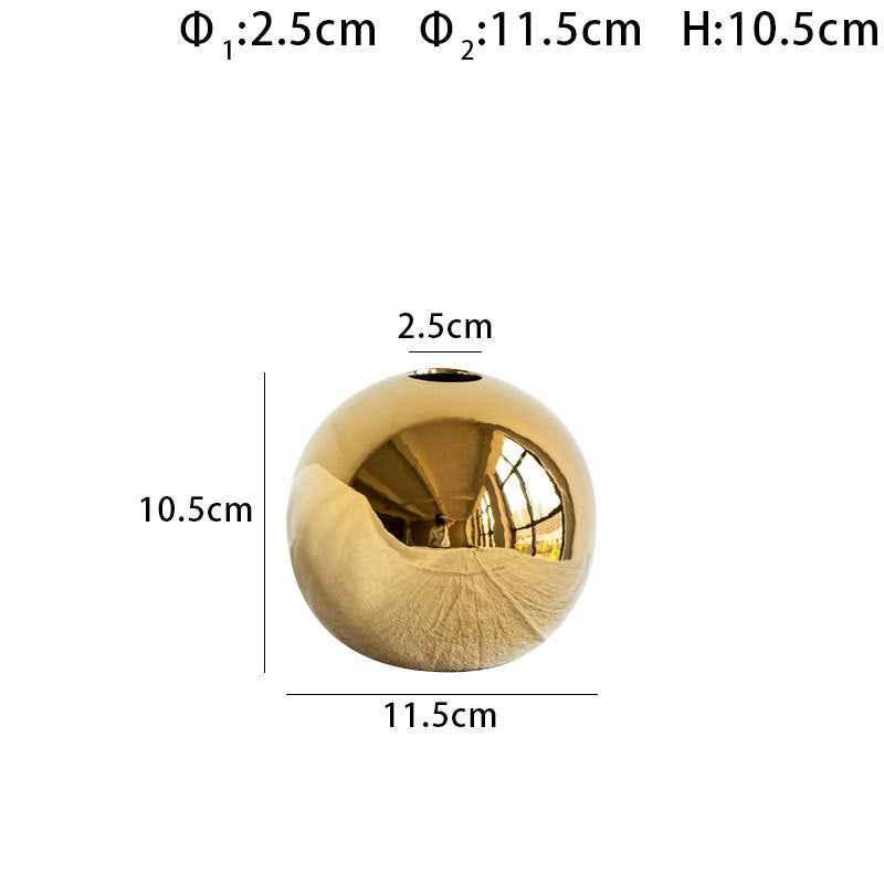European Style Gold Plated Ceramic Vase Circular Model Room Wedding Decoration, Flower Arrangement, Vase Placement, Jewelry - Kivora