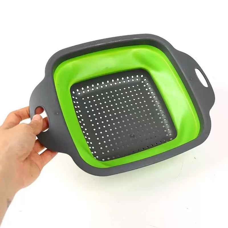 Household kitchen size square filter basket foldable drip washed vegetable storage basket - Kivora