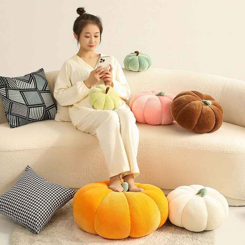 Cute Pumpkin Throw Pillow, Minimal Ins Style Sofa Cushion Living Room Bedhead Cushion Office Plush Cushion - Kivora