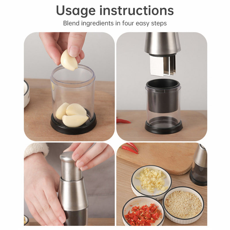 Manual Garlic & Herb Chopper with Stainless Steel Blades