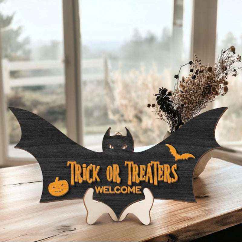 Halloween Batman Wooden Craft Desktop Prop Decorative Wooden Sign Home Decoration - Kivora