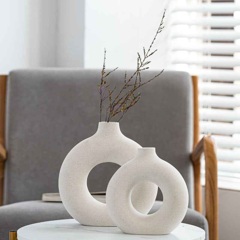 Unglazed spotted ceramic vase simple modern creative ornaments decoration - Kivora