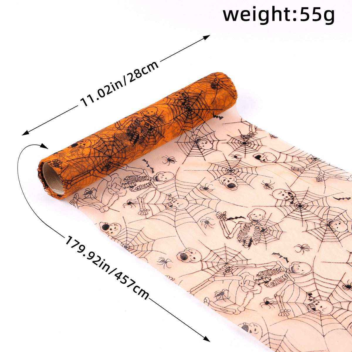 Halloween Bat Spider Web Yarn Roll Meal Mat Ghost Festival Party Table Decoration Mesh Tablecloth Table Banner - Kivora