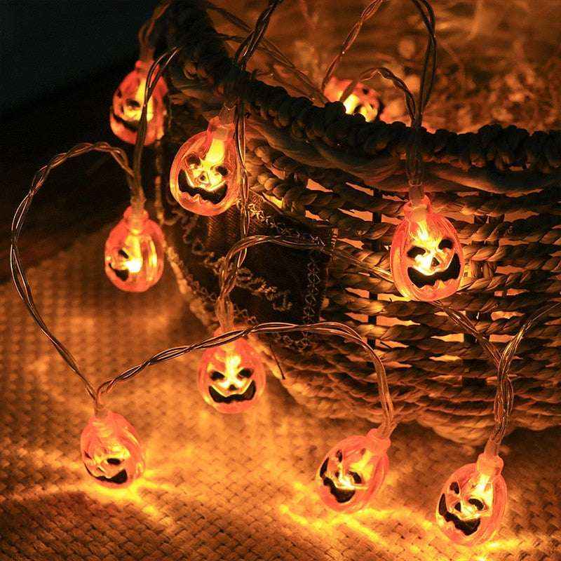1.5m 10Led Halloween Pumpkin Ghost Skeletons Bat Spider Led Light String Festival Home Bar Party Decor Halloween Ornament - Kivora