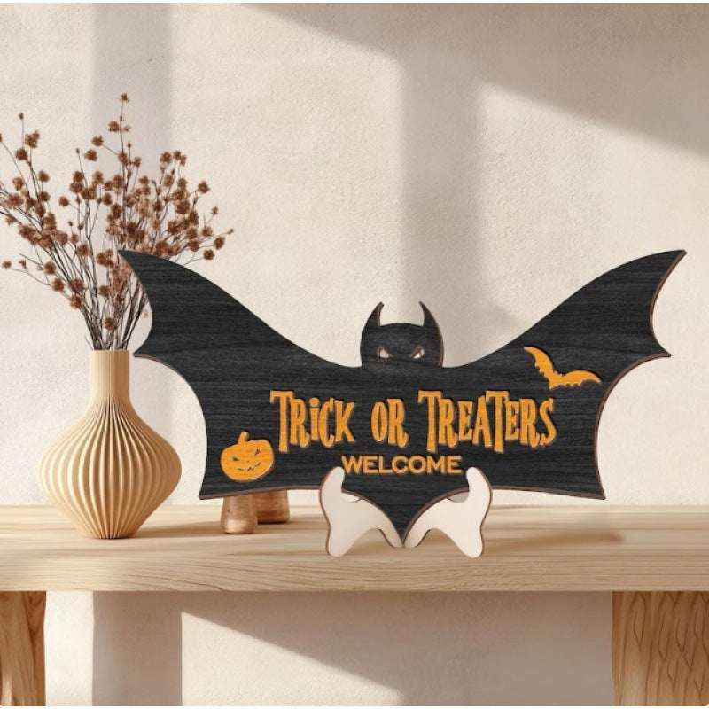 Halloween Batman Wooden Craft Desktop Prop Decorative Wooden Sign Home Decoration - Kivora