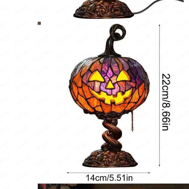 Halloween Pumpkin Lamp - Glowing Ghost & Bat Decor | Kivora