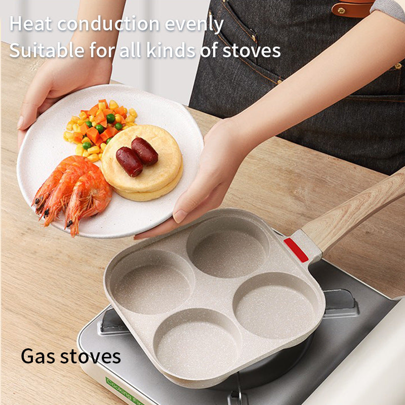 Four-Hole Nonstick Breakfast Pan with Glass Lid
