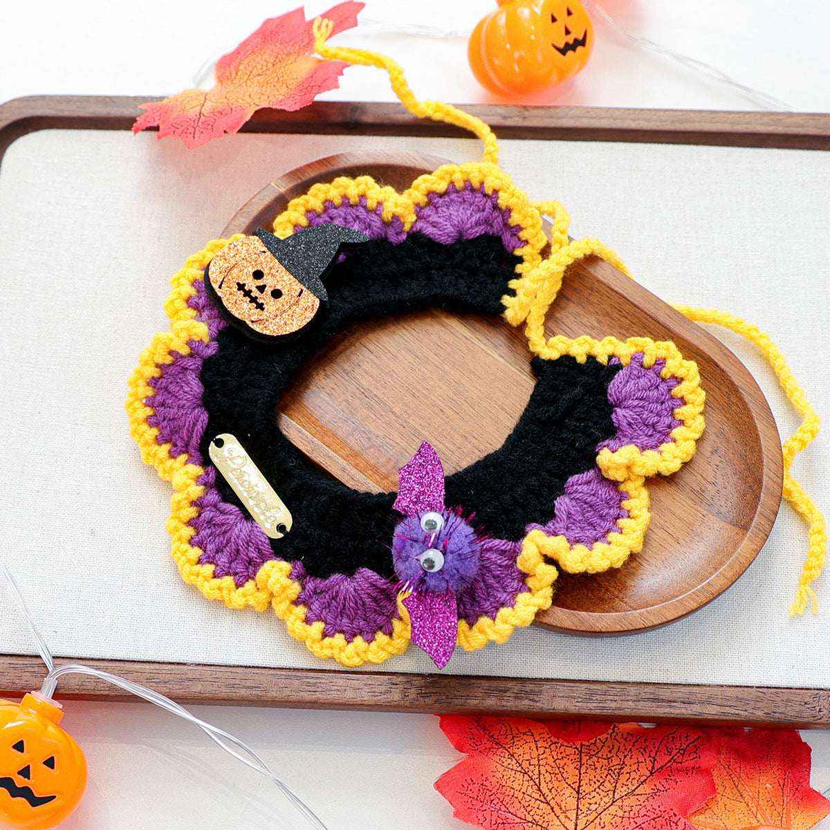 Halloween Pet Bandana Scarf – Cute Cartoon Knit Bib for Cats & Dogs - Kivora