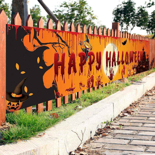 250x48cm Latest Happy Halloween Bloody Bat Pumpkin Ghost Print Party Backdrop Hanging Banner Halloween Decor - Kivora