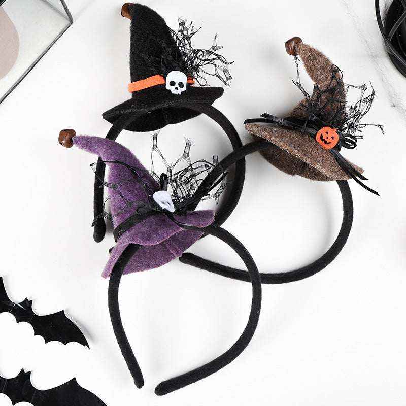 Halloween Witch Hat Headband with Spider Web & Pumpkin – Costume Hair Accessory - Kivora