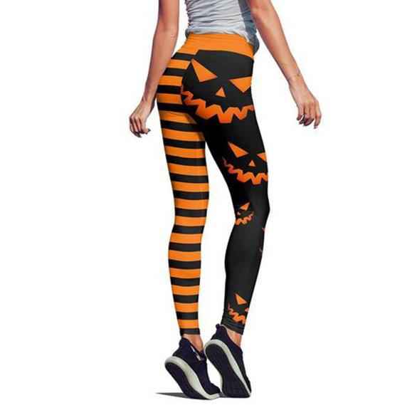 Halloween Pumpkin Print Pants – Festive Costume Bottoms for Women - Kivora