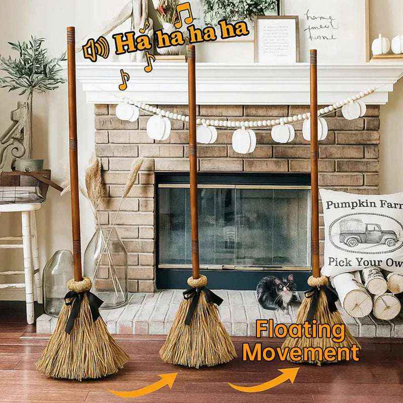 Halloween Floating Witch Broom – Dancing Broom with Spooky Ghost Sound - Kivora