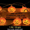 1.5m 10Led Halloween Pumpkin Ghost Skeletons Bat Spider Led Light String Festival Home Bar Party Decor Halloween Ornament - Kivora