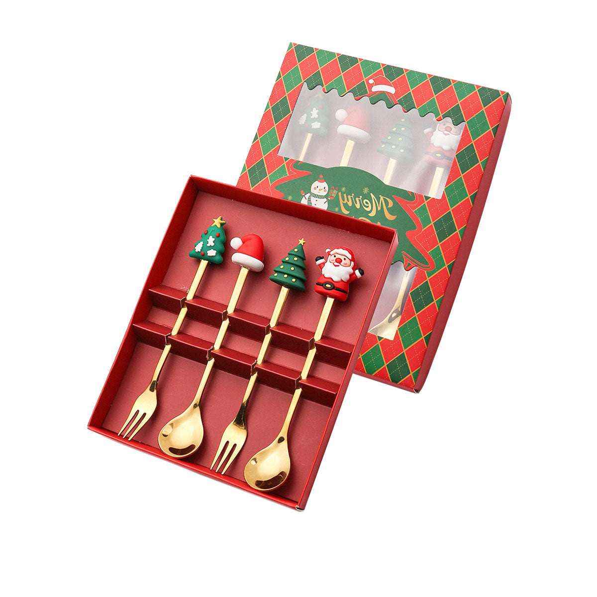 Christmas gift tableware stainless steel coffee spoon dessert spoon fork set - Kivora