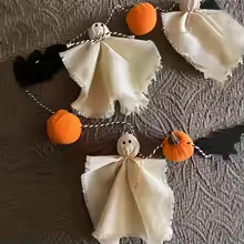 Halloween Ghost Garland – Farmhouse Hanging Decoration for Indoor & Outdoor Décor - Kivora