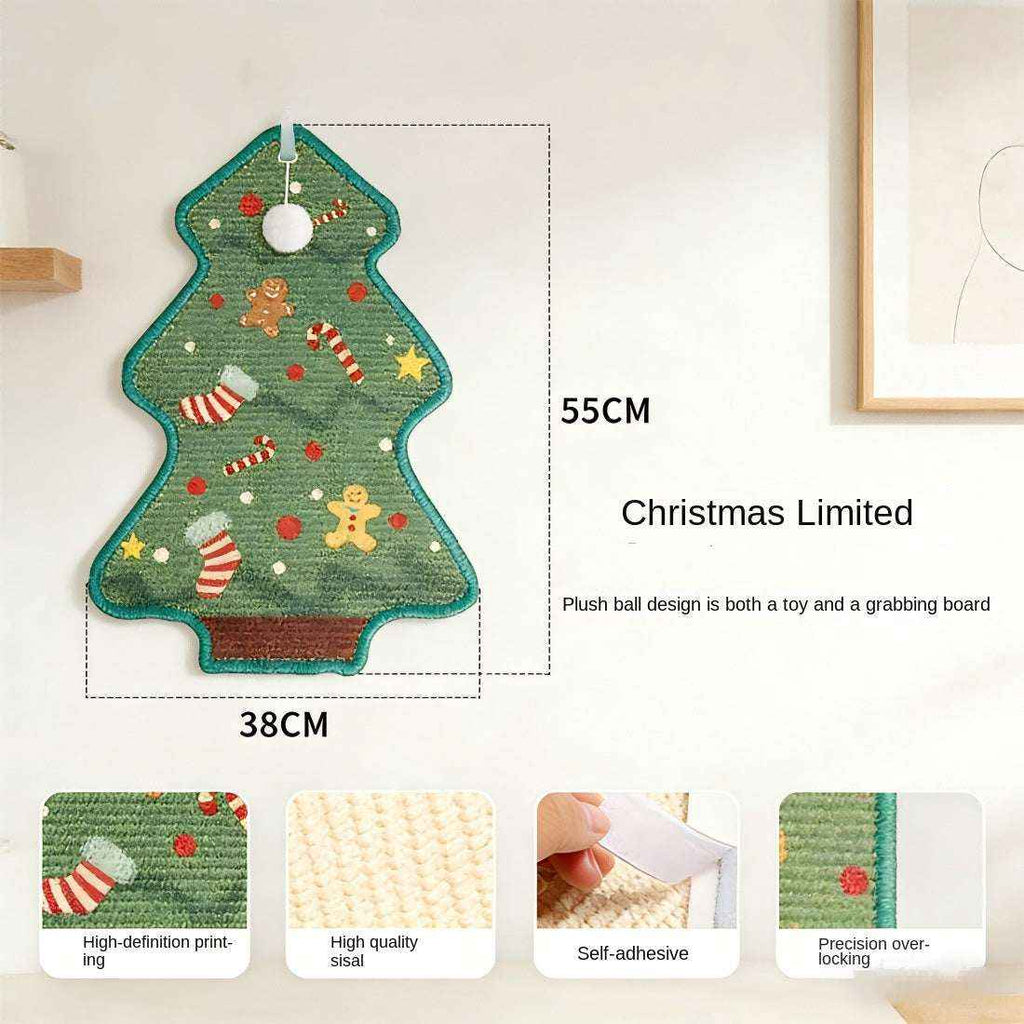 New Halloween Christmas Tree Cartoon Cat Scratcher Durable Non-Shedding Wall-Mounted Cat Claw Sharpening Sisal Scratching Board - Kivora