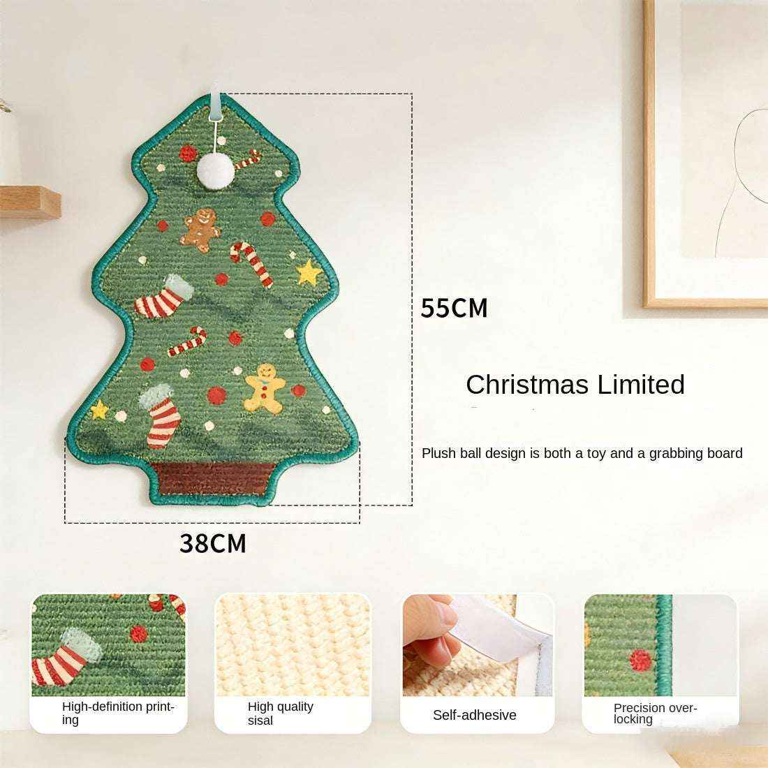 New Halloween Christmas Tree Cartoon Cat Scratcher Durable Non-Shedding Wall-Mounted Cat Claw Sharpening Sisal Scratching Board - Kivora
