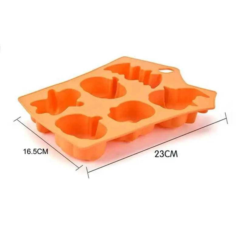 Halloween Silicone Mold – 6-Grid Pumpkin, Bat, Skull & Ghost Candy & Chocolate Mold - Kivora
