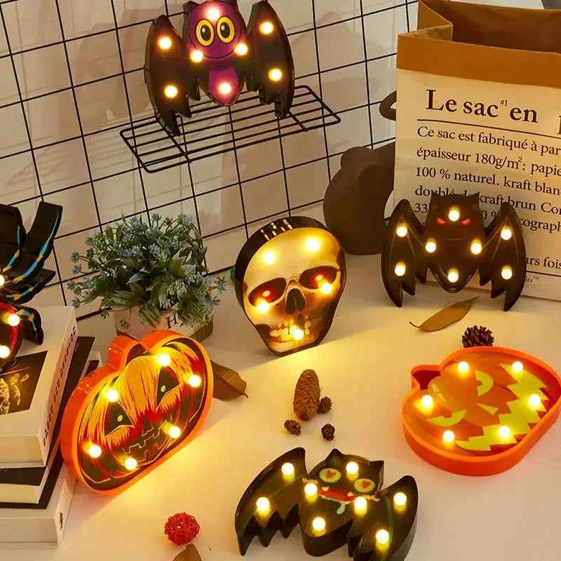 Halloween Lights home Decorative Led Lights Diwali Styling Lamp Night Light Helloween Spider Bat Pumpkin Ghost Skull Lights - Kivora