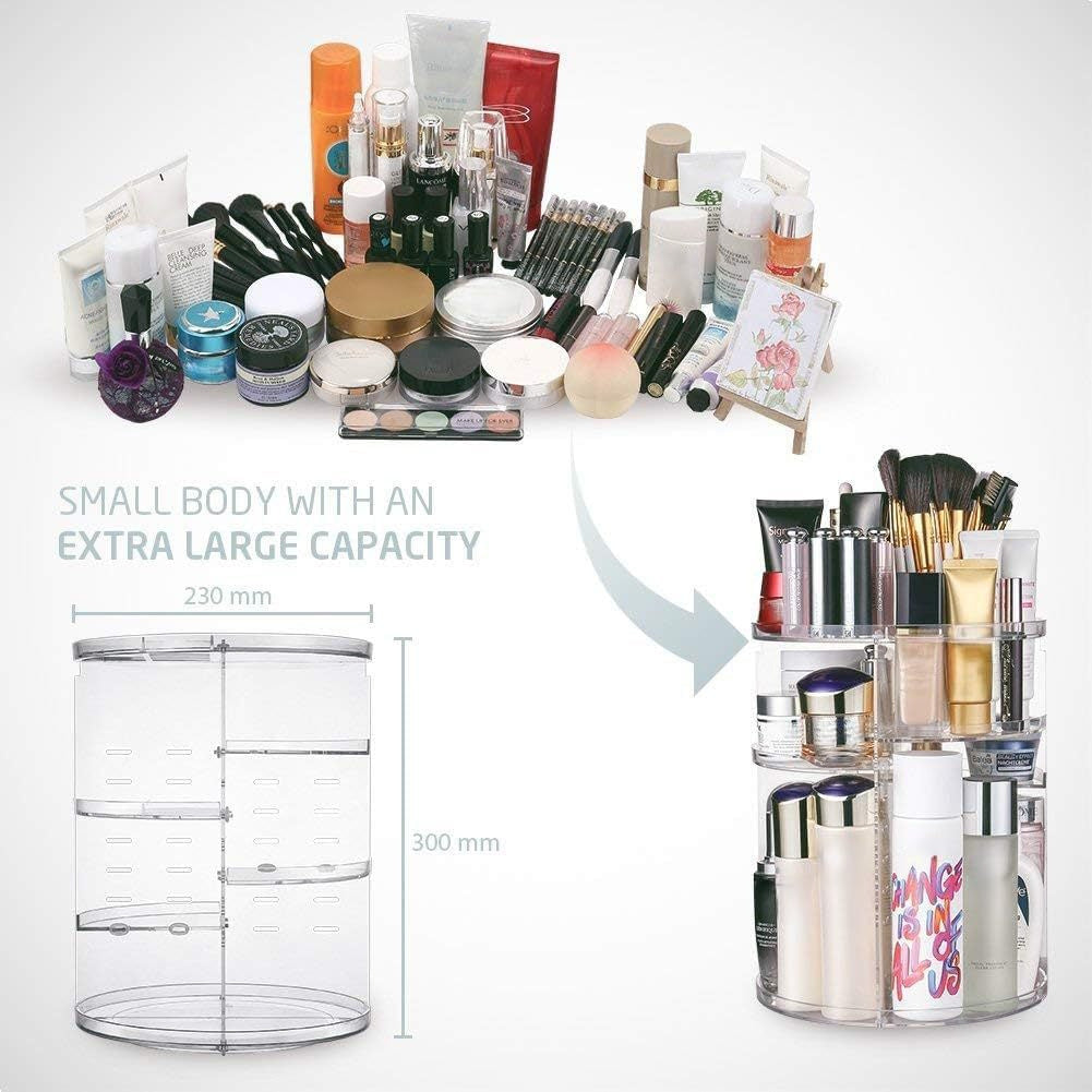 360-Degree Rotating Transparent Acrylic Cosmetics Storage Rack Bathroom Desktop Cosmetics Organizer Storage Rack