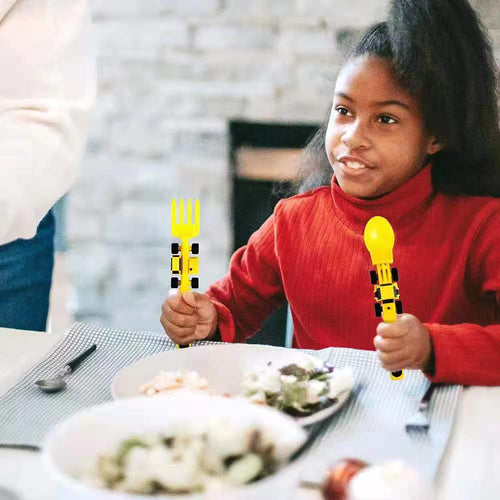Children's Tableware Three Suit Dinneractive Car Bulldozer Excavator Shovel Fork Shovel Plate
