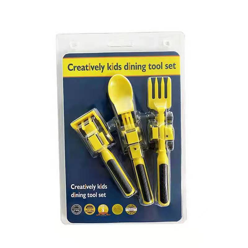 Children's Tableware Three Suit Dinneractive Car Bulldozer Excavator Shovel Fork Shovel Plate
