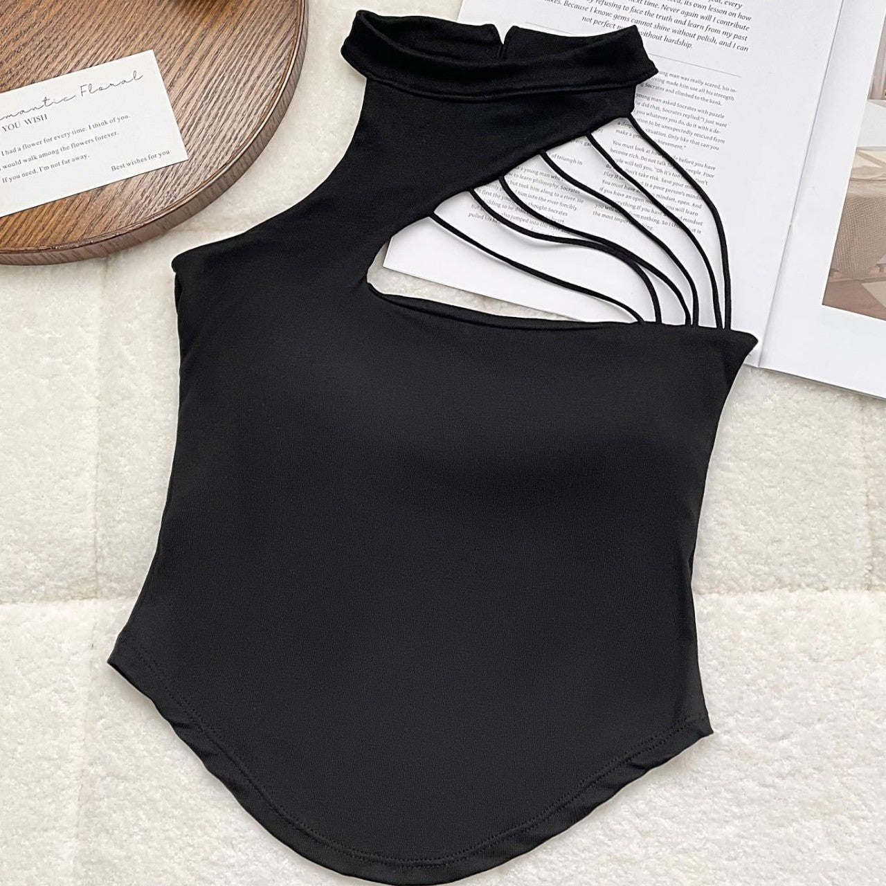 Irregular Hollow Neck Sling Women's Design Sense Base Vest Spice Girls Slim Fit Short Top