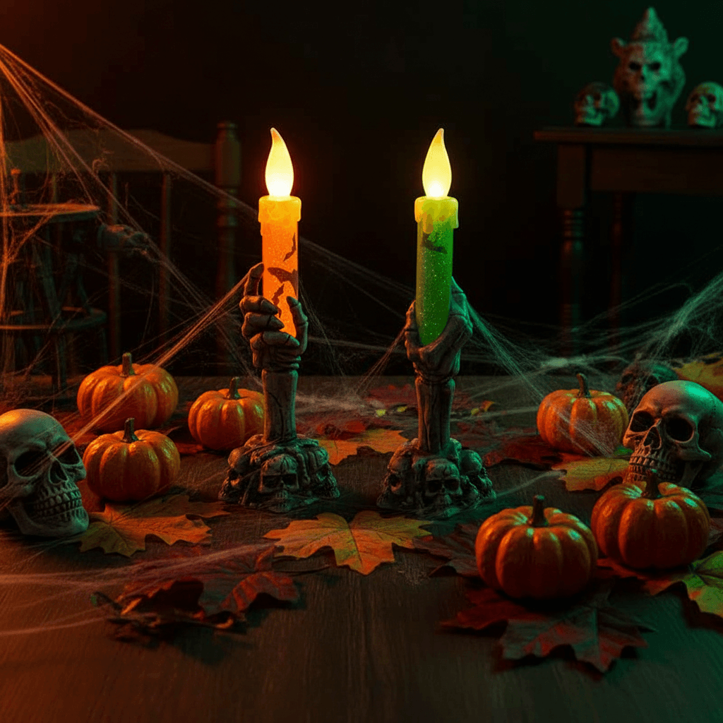 Halloween Ghost Hand Night Light Flat Lay