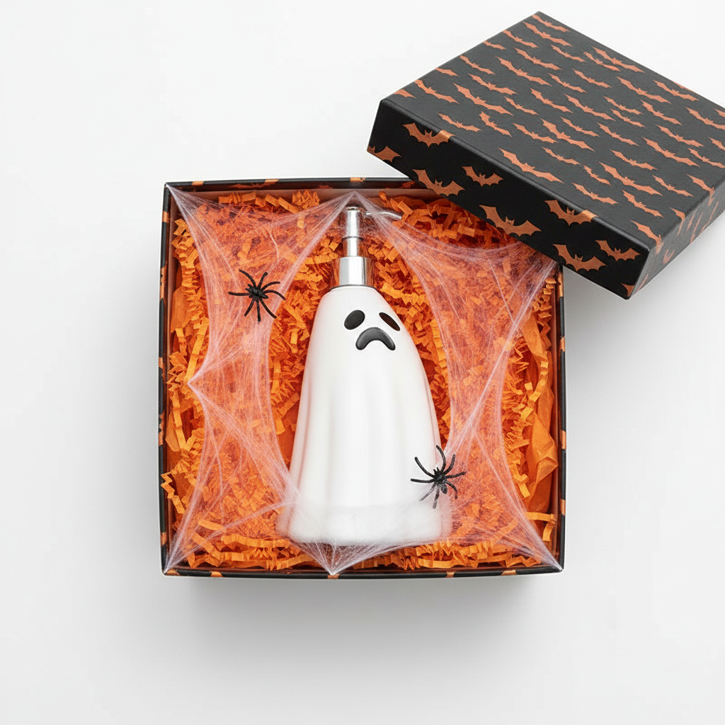 Halloween Ghost Soap Dispenser - Gift Box Flat Lay